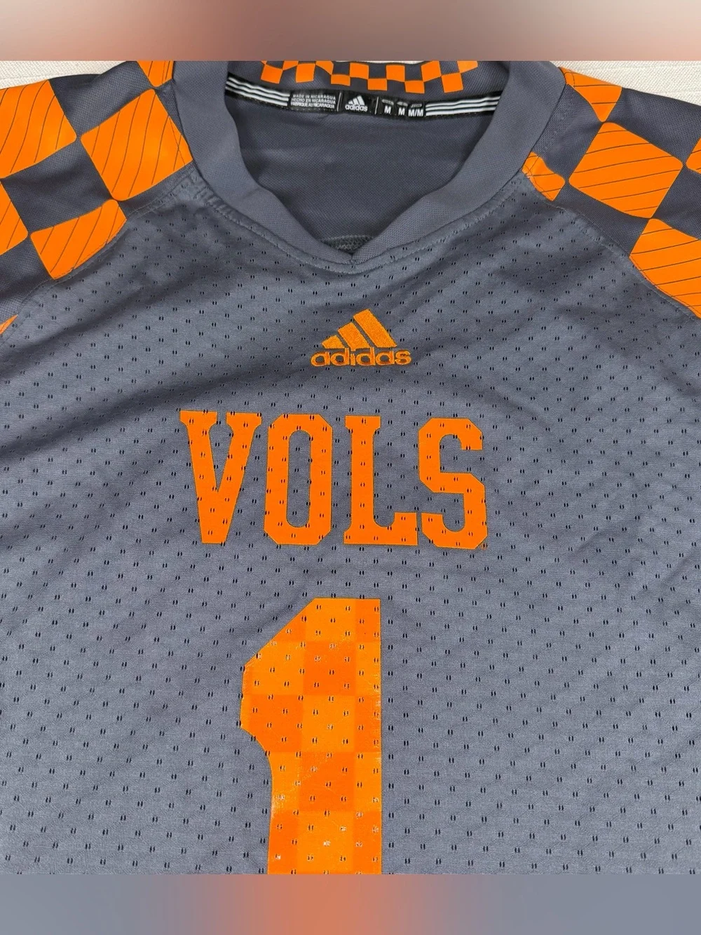 Adidas Tennessee Volunteers Jersey Size M Gray Orange Checkered #1